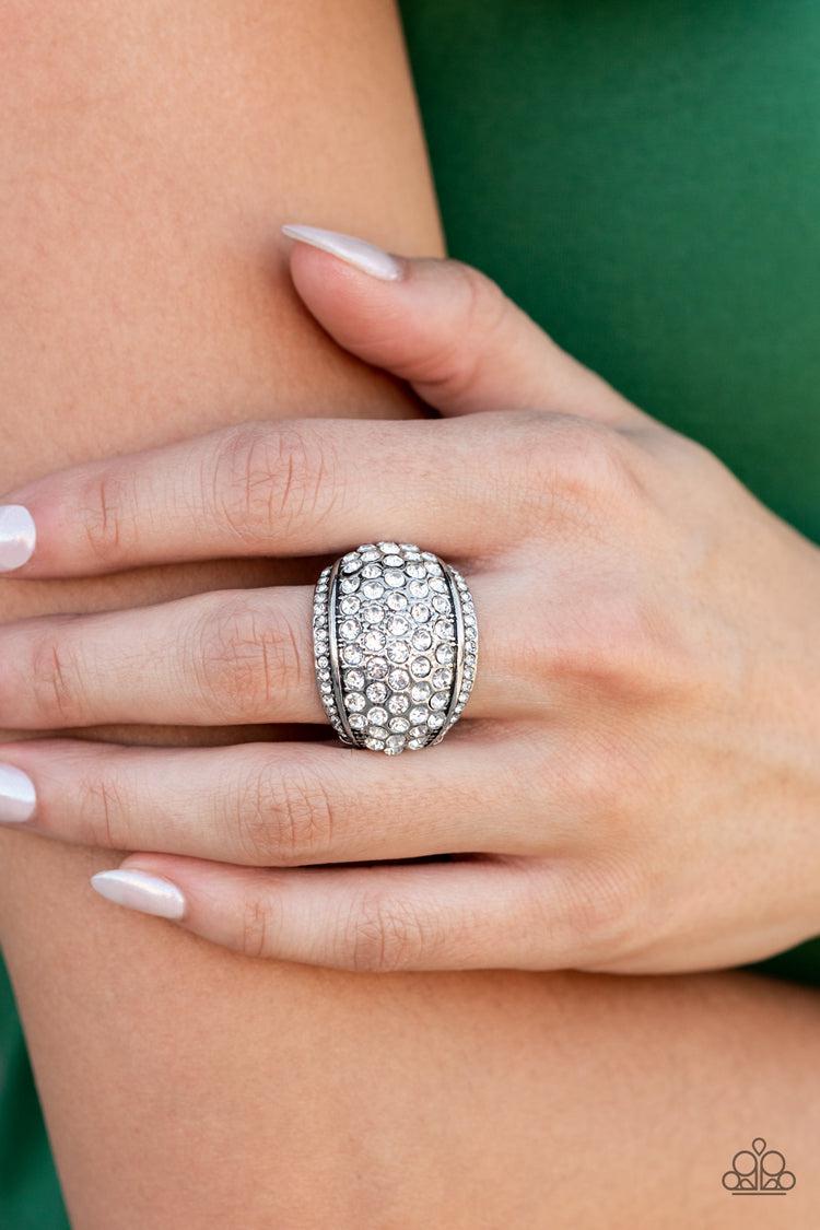 Running OFF SPARKLE White Rhinestone Ring - Paparazzi Accessories-on model - CarasShop.com - $5 Jewelry by Cara Jewels
