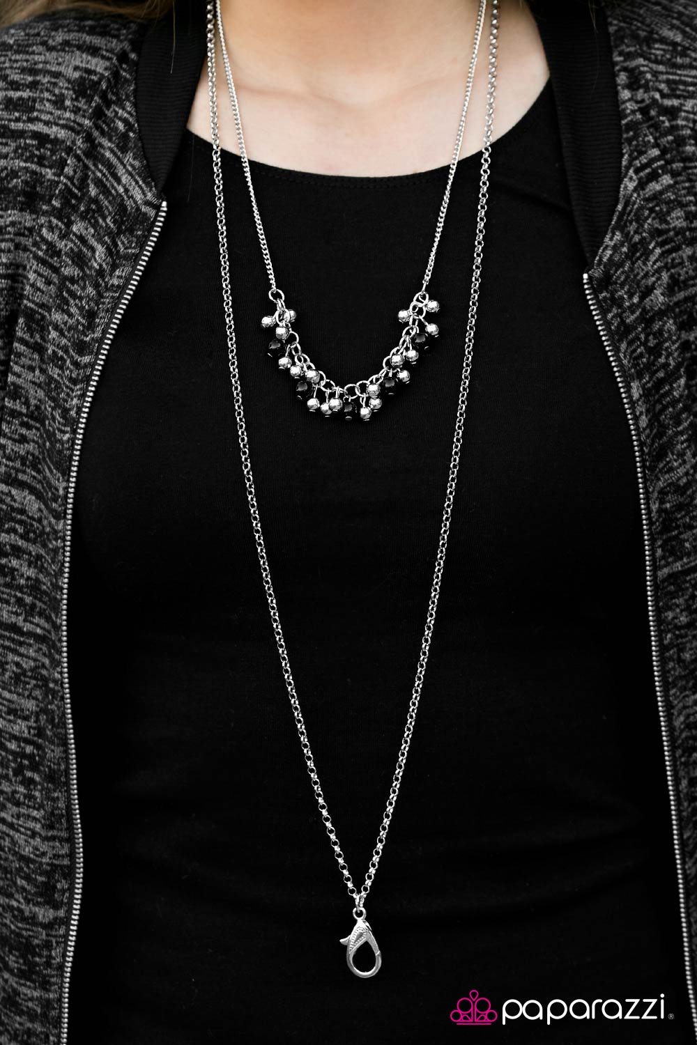 Runway Sparkle Black Necklace - Paparazzi Accessories-on model - CarasShop.com - $5 Jewelry by Cara Jewels