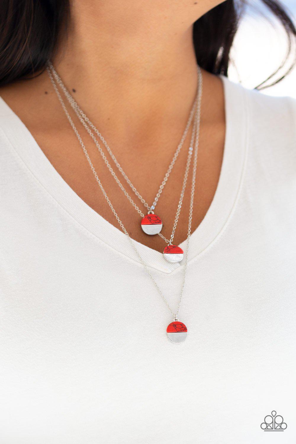 Rural Reconstruction Red Necklace - Paparazzi Accessories-CarasShop.com - $5 Jewelry by Cara Jewels