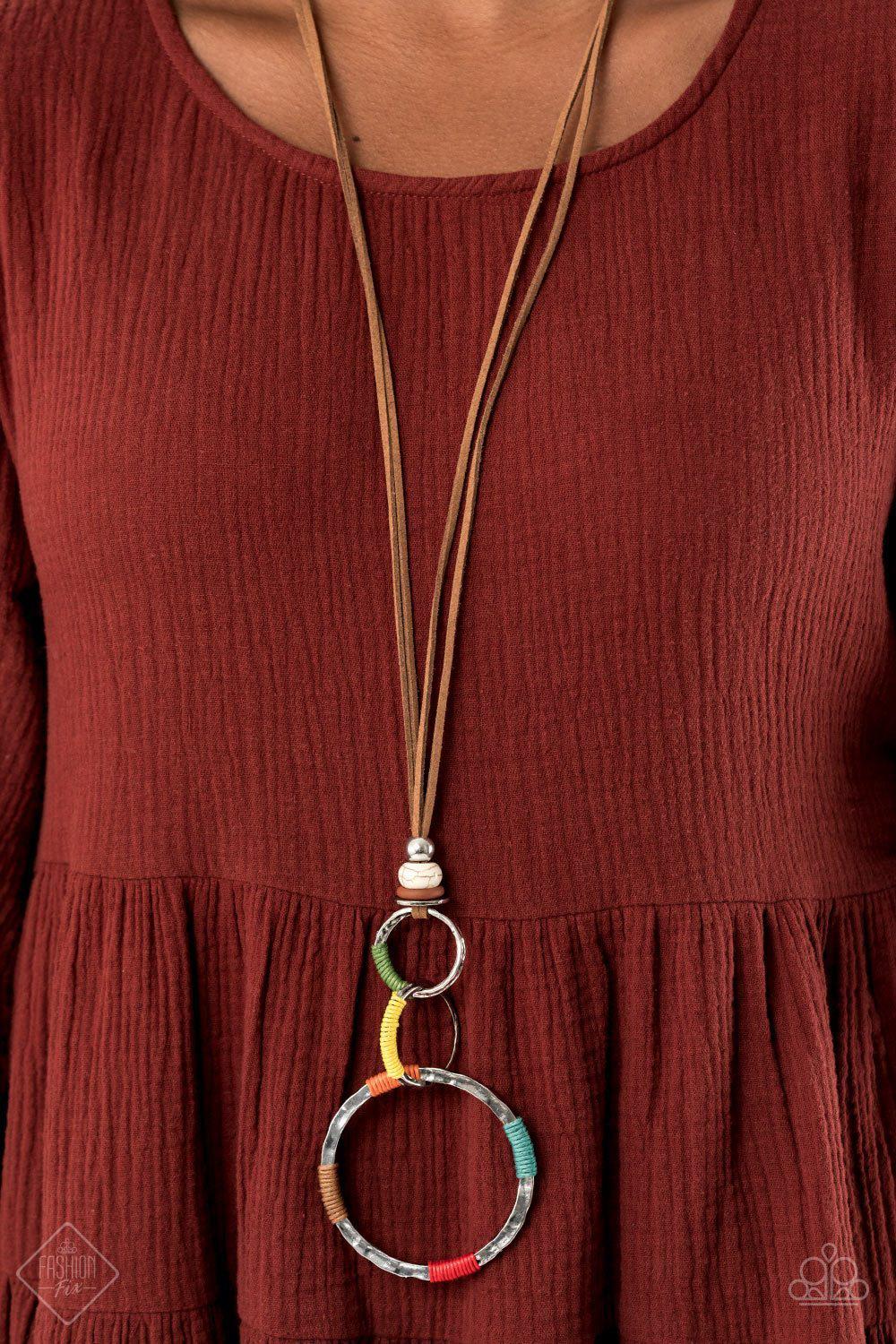 Rural Renovation Multi and Brown Suede Necklace - Paparazzi Accessories-CarasShop.com - $5 Jewelry by Cara Jewels