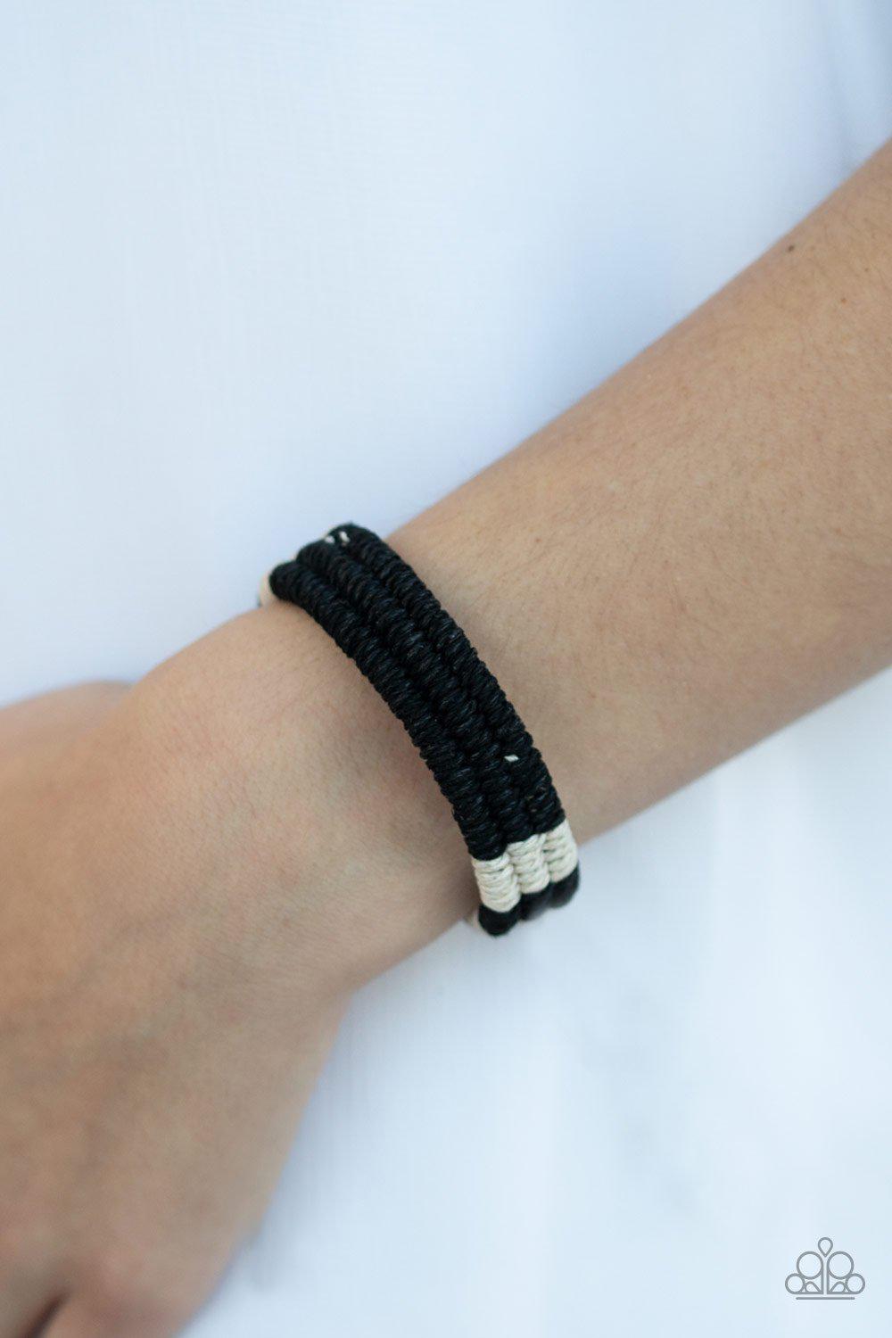 Rural Rogue Black and White Urban Knot Bracelet - Paparazzi Accessories-CarasShop.com - $5 Jewelry by Cara Jewels