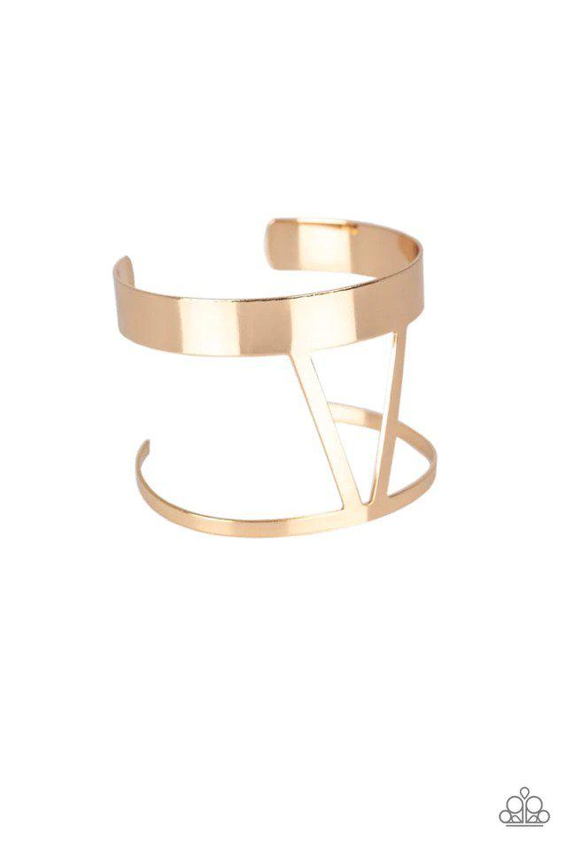 Rural Ruler Gold Cuff Bracelet- lightbox - CarasShop.com - $5 Jewelry by Cara Jewels