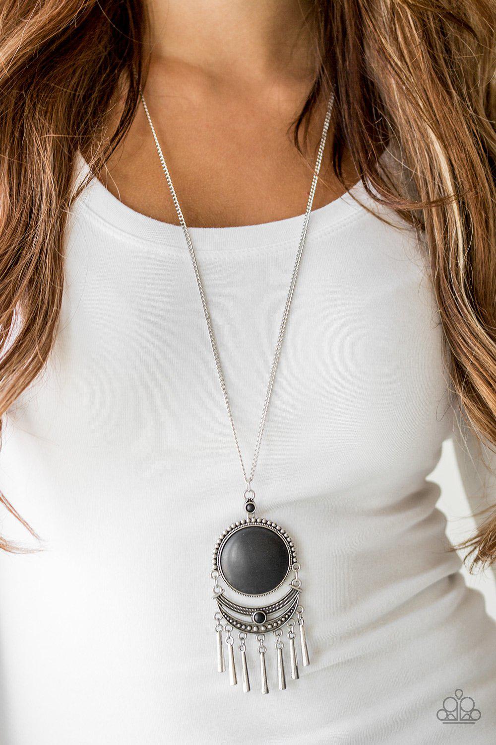 Rural Rustler Black Stone Necklace - Paparazzi Accessories- model - CarasShop.com - $5 Jewelry by Cara Jewels