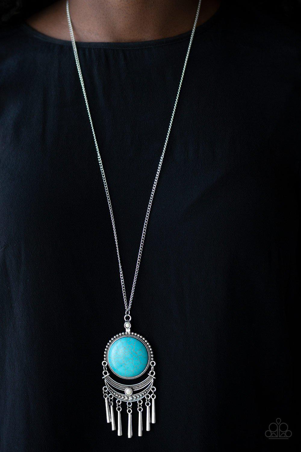 Rural Rustler Multi Turquoise Blue and White Stone Necklace - Paparazzi Accessories- model - CarasShop.com - $5 Jewelry by Cara Jewels