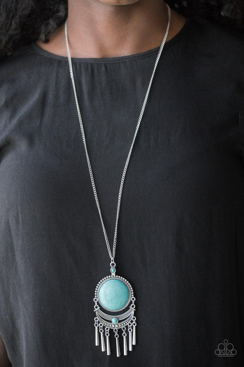 Rural Rustler Turquoise Blue Stone Necklace - Paparazzi Accessories- lightbox - CarasShop.com - $5 Jewelry by Cara Jewels