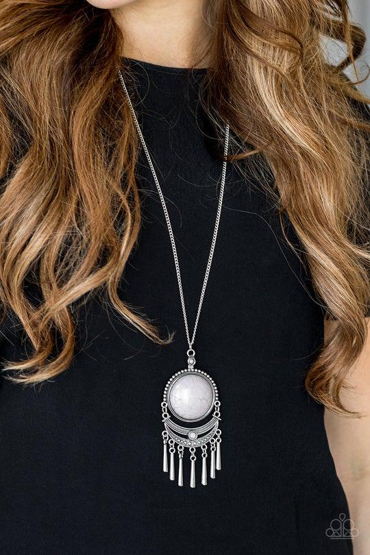 Rural Rustler White Stone Necklace - Paparazzi Accessories- lightbox - CarasShop.com - $5 Jewelry by Cara Jewels