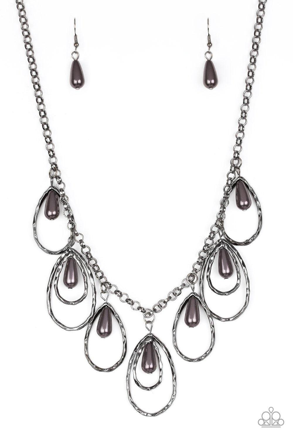 Rustic Ritz Black Gunmetal Necklace - Paparazzi Accessories-CarasShop.com - $5 Jewelry by Cara Jewels