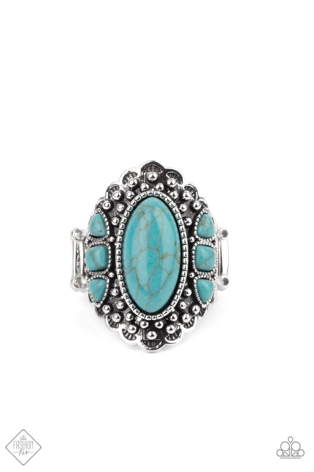 Rustler Road Turquoise Blue Stone Ring - Paparazzi Accessories- lightbox - CarasShop.com - $5 Jewelry by Cara Jewels
