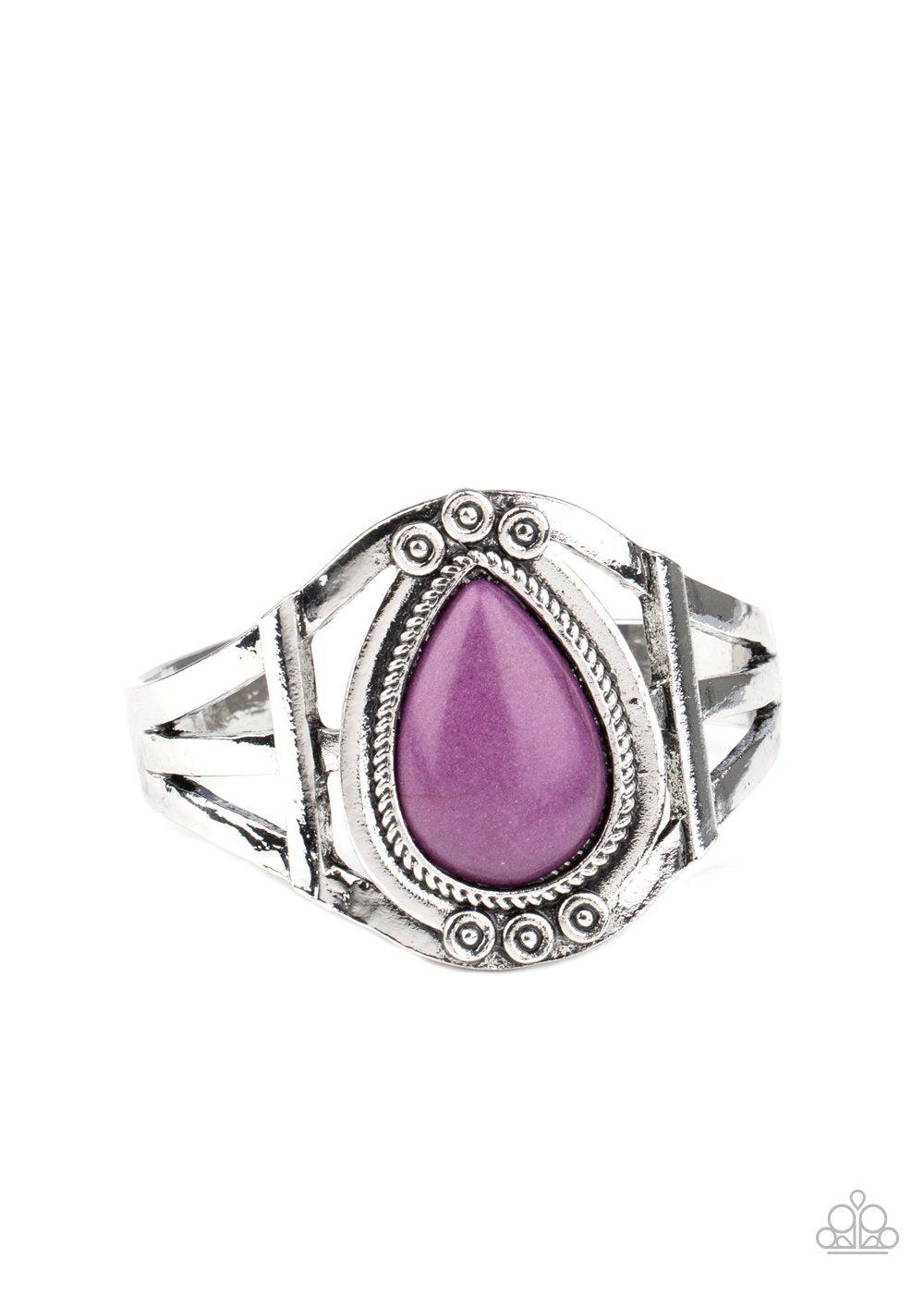 Sage Brush Beauty Purple Stone Cuff Bracelet - Paparazzi Accessories - lightbox -CarasShop.com - $5 Jewelry by Cara Jewels