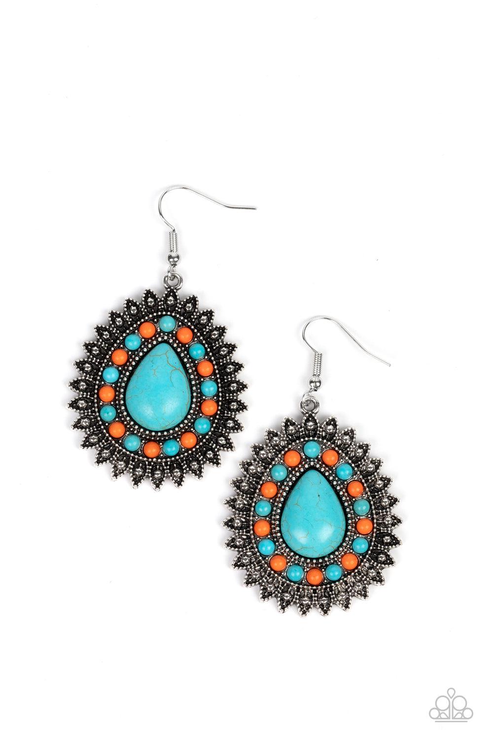 Sagebrush Sabbatical Turquoise Blue Stone Earrings - Paparazzi Accessories- lightbox - CarasShop.com - $5 Jewelry by Cara Jewels