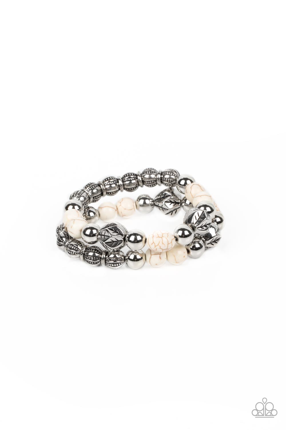 Sagebrush Saga White Stone Bracelet - Paparazzi Accessories- lightbox - CarasShop.com - $5 Jewelry by Cara Jewels