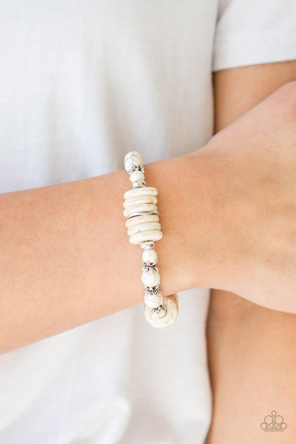 Sagebrush Serenade White Stone Bracelet - Paparazzi Accessories-CarasShop.com - $5 Jewelry by Cara Jewels