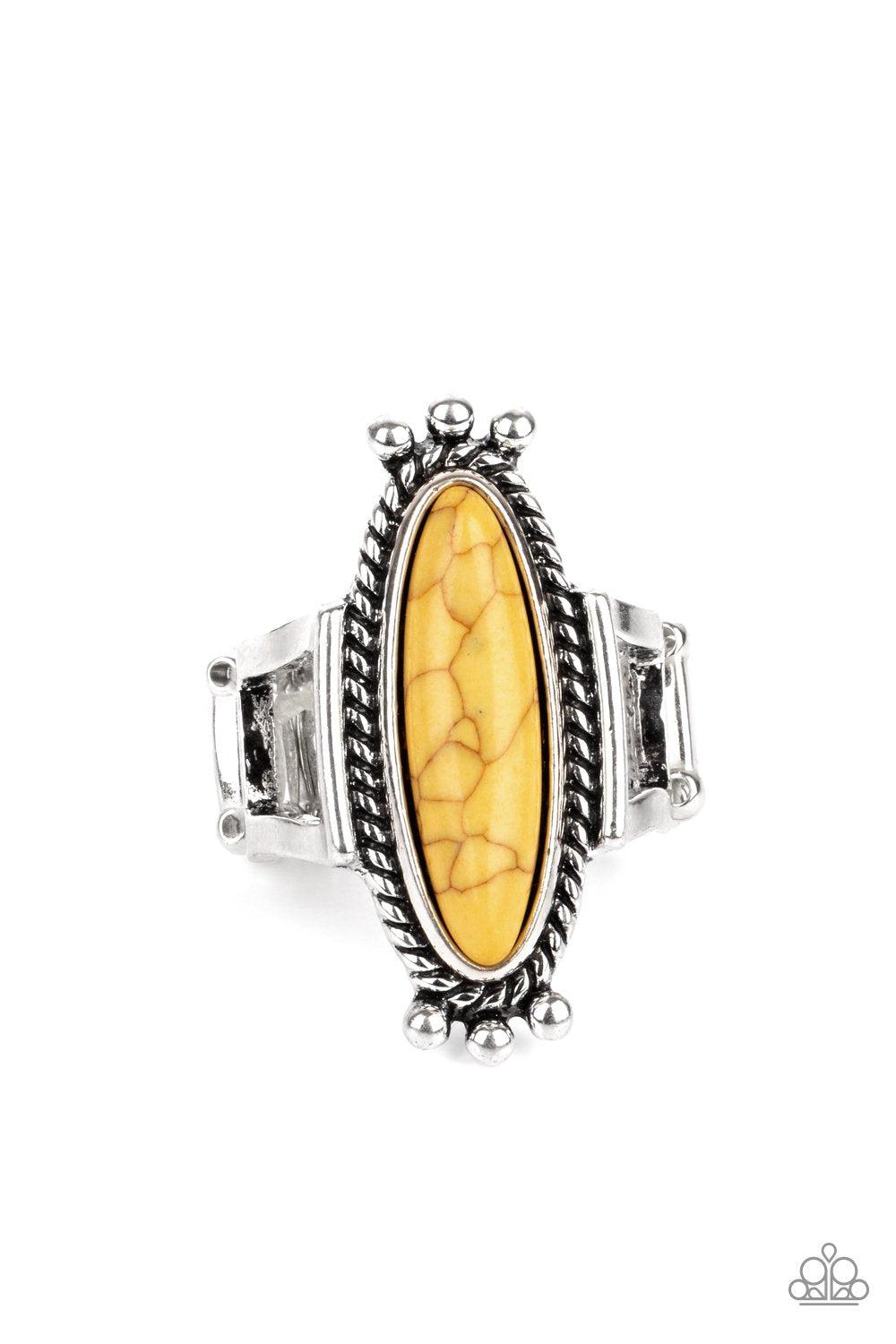 Sahara Escape Yellow Stone Ring - Paparazzi Accessories- lightbox - CarasShop.com - $5 Jewelry by Cara Jewels