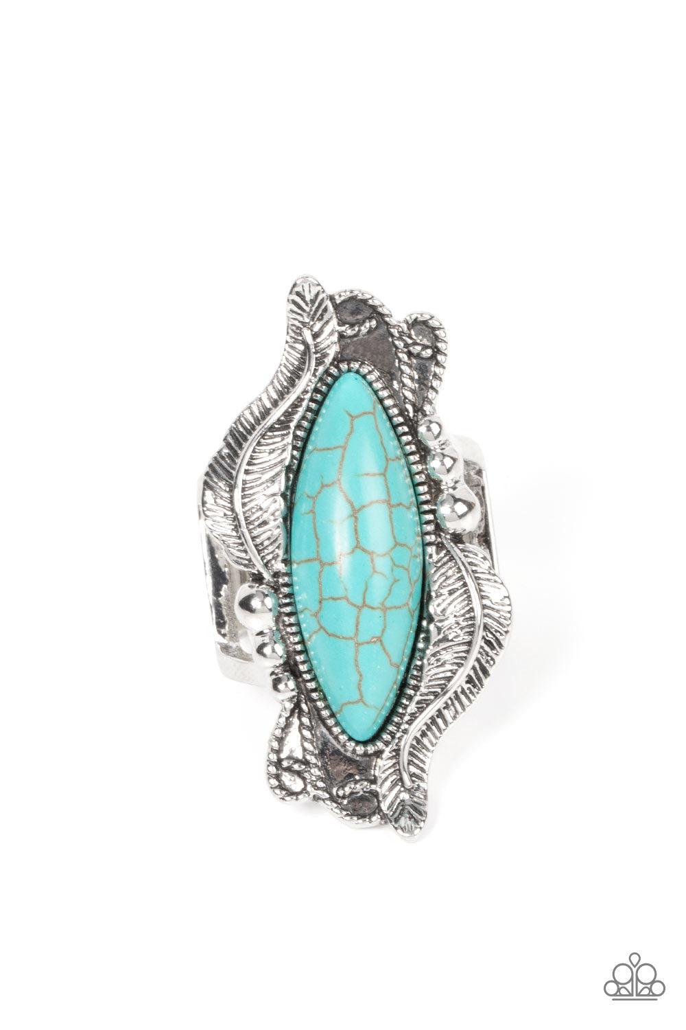 Sahara Serendipity Turquoise Blue Stone Ring - Paparazzi Accessories- lightbox - CarasShop.com - $5 Jewelry by Cara Jewels