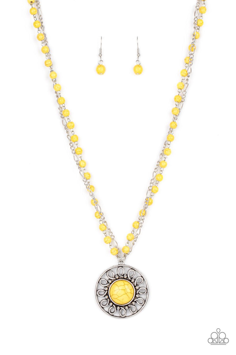 Sahara Suburb Yellow Stone Necklace - Paparazzi Accessories- lightbox - CarasShop.com - $5 Jewelry by Cara Jewels