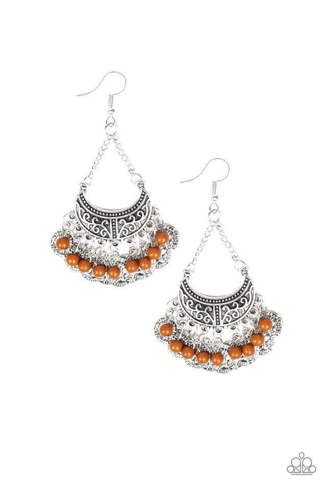 Sahara Treasure Brown and Silver Earrings - Paparazzi Accessories - lightbox -CarasShop.com - $5 Jewelry by Cara Jewels