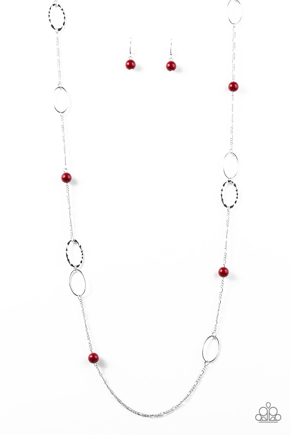 Sailing Through Sicily Red and Silver Necklace - Paparazzi Accessories-CarasShop.com - $5 Jewelry by Cara Jewels
