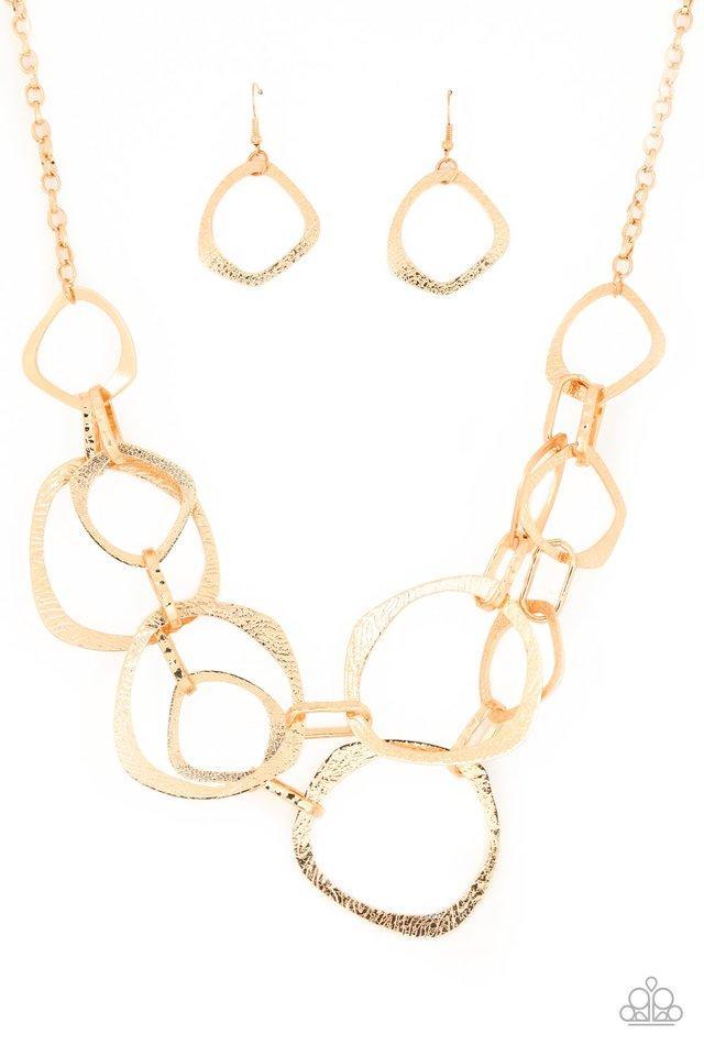 Salvage Yard Gold Necklace - Paparazzi Accessories - lightbox -CarasShop.com - $5 Jewelry by Cara Jewels
