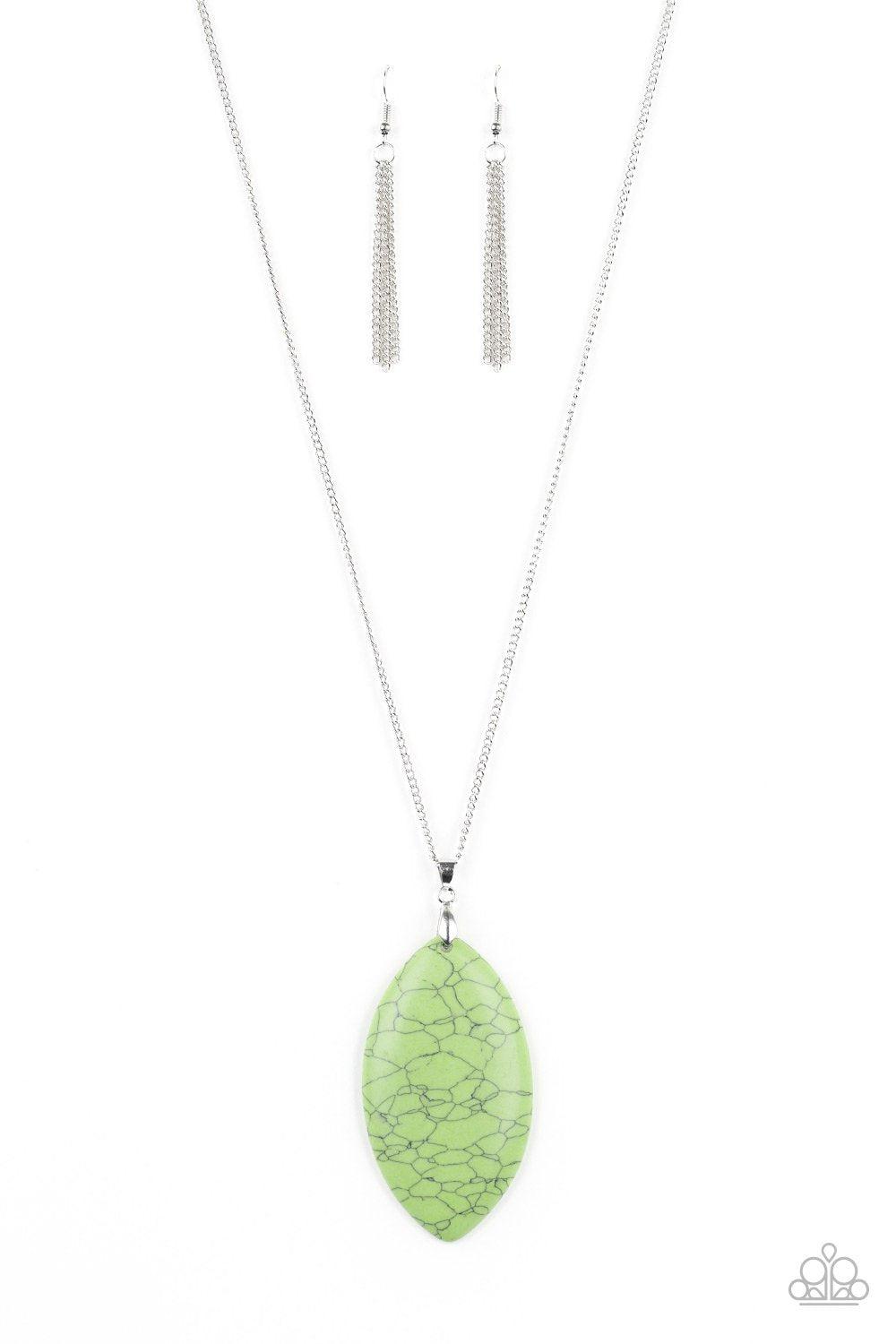 Santa Fe Simplicity Green Stone Pendant Necklace - Paparazzi Accessories-CarasShop.com - $5 Jewelry by Cara Jewels