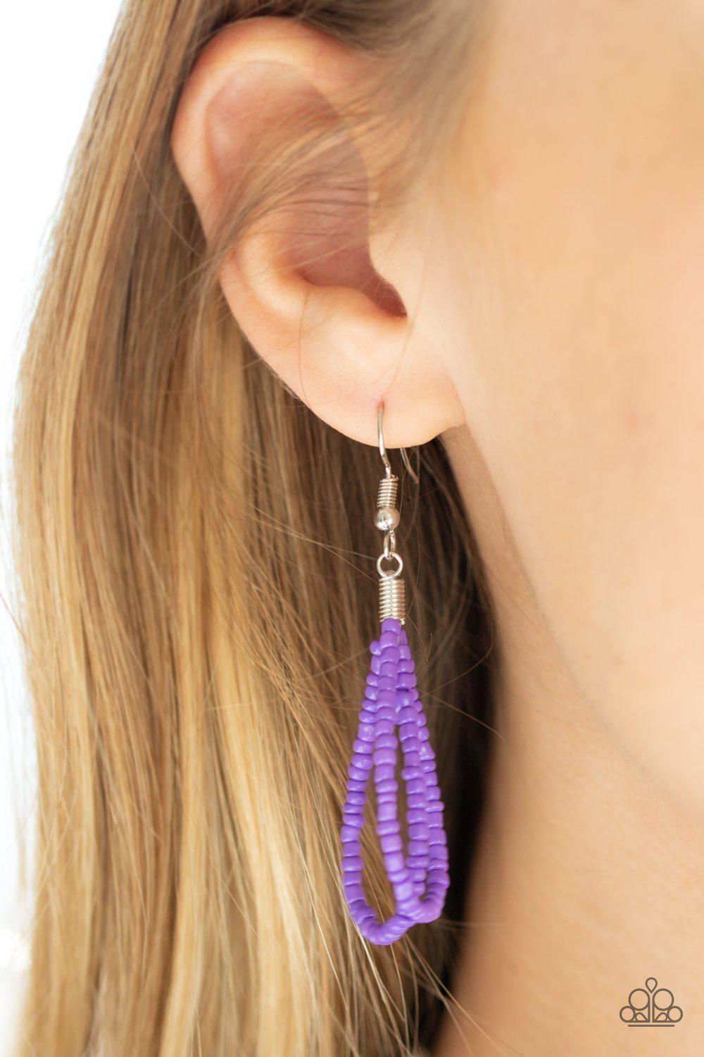 Savannah Surfin Purple Twist Seed Bead Necklace - Paparazzi Accessories-CarasShop.com - $5 Jewelry by Cara Jewels