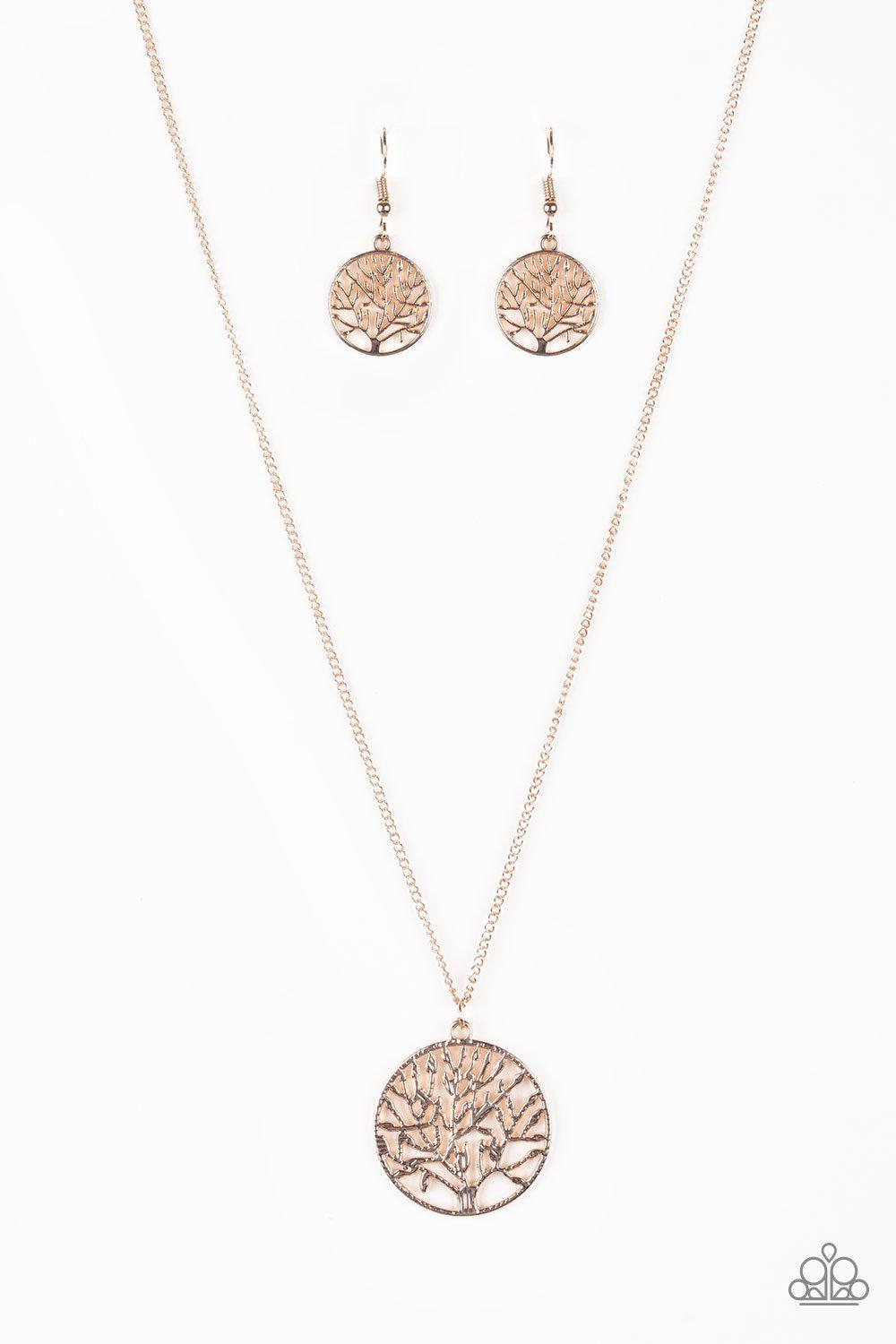 Save The Trees Rose Gold Necklace - Paparazzi Accessories-CarasShop.com - $5 Jewelry by Cara Jewels