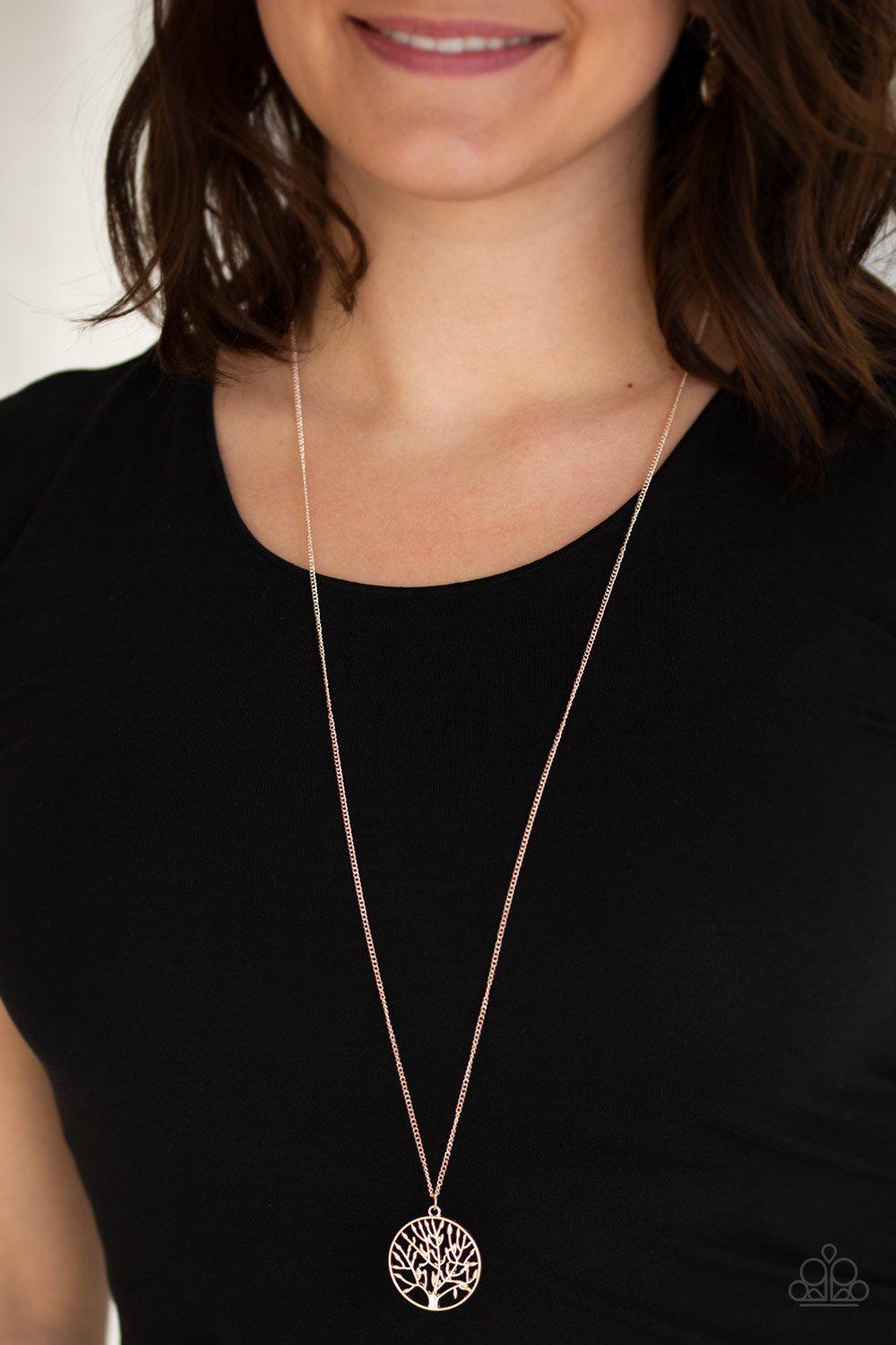 Save The Trees Rose Gold Necklace - Paparazzi Accessories-CarasShop.com - $5 Jewelry by Cara Jewels