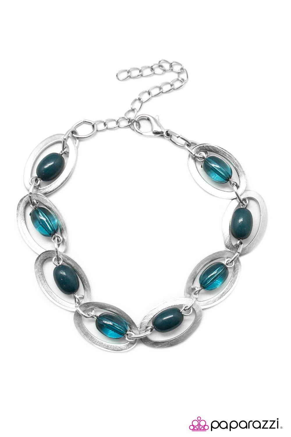 Sci-Fi Queen Silver and Blue Bracelet - Paparazzi Accessories-CarasShop.com - $5 Jewelry by Cara Jewels