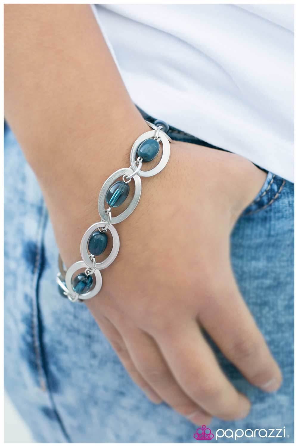 Sci-Fi Queen Silver and Blue Bracelet - Paparazzi Accessories-CarasShop.com - $5 Jewelry by Cara Jewels