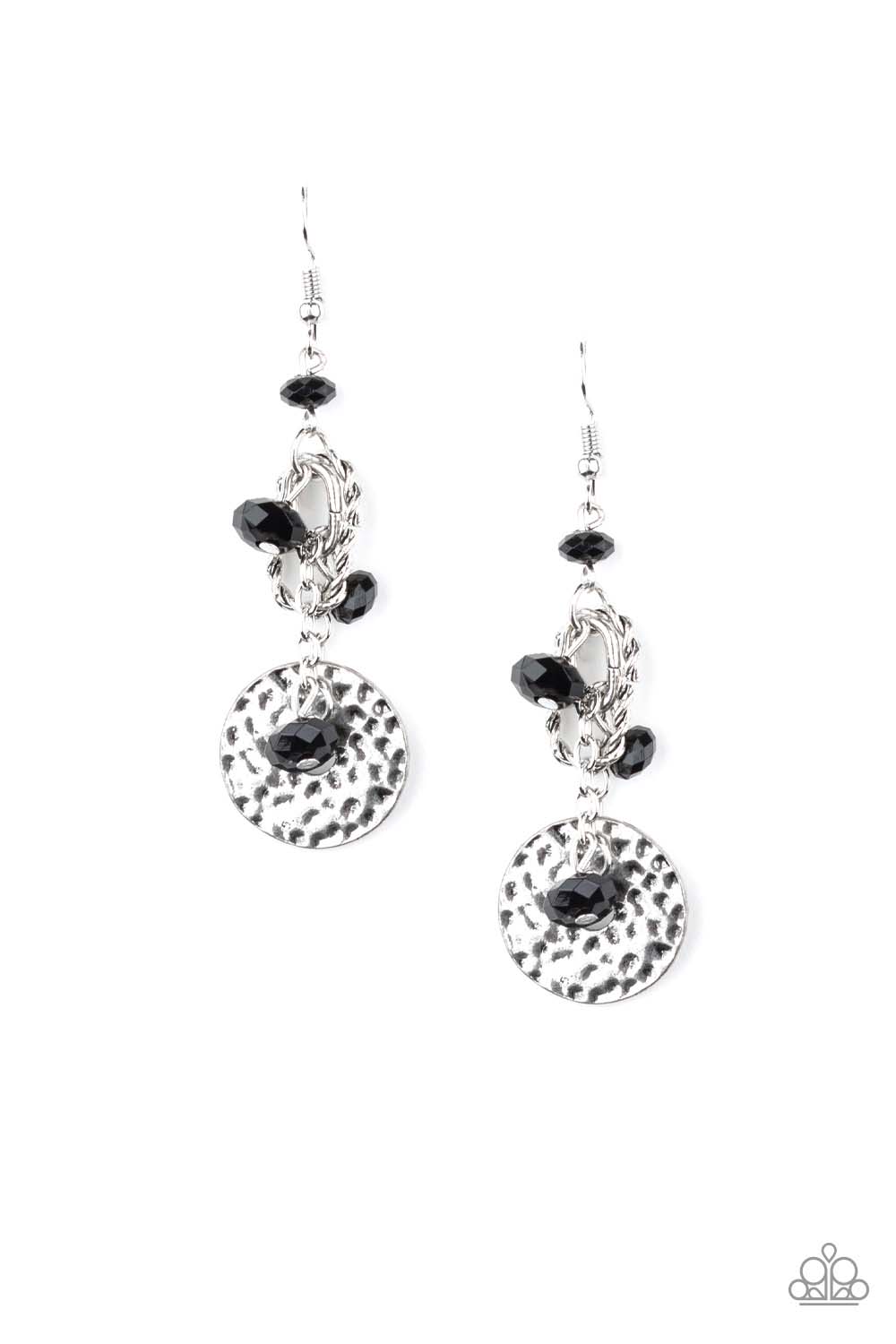 Seaside Catch Black and Silver Earrings - Paparazzi Accessories - lightbox -CarasShop.com - $5 Jewelry by Cara Jewels