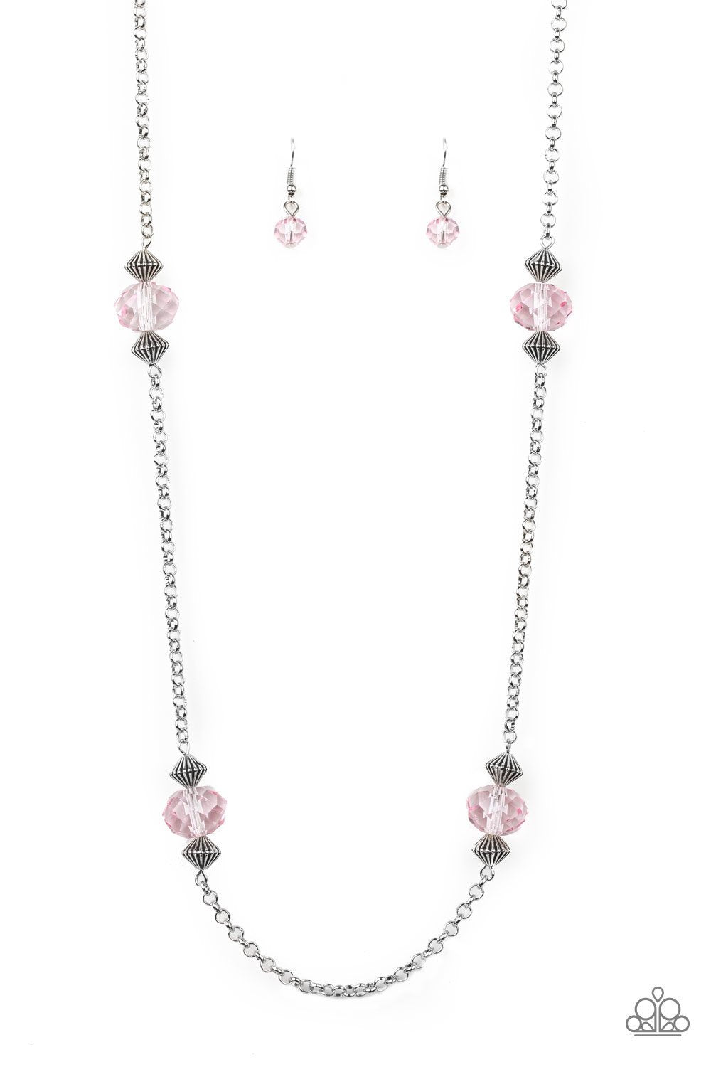 Season of Sparkle Pink and Silver Necklace - Paparazzi Accessories-CarasShop.com - $5 Jewelry by Cara Jewels