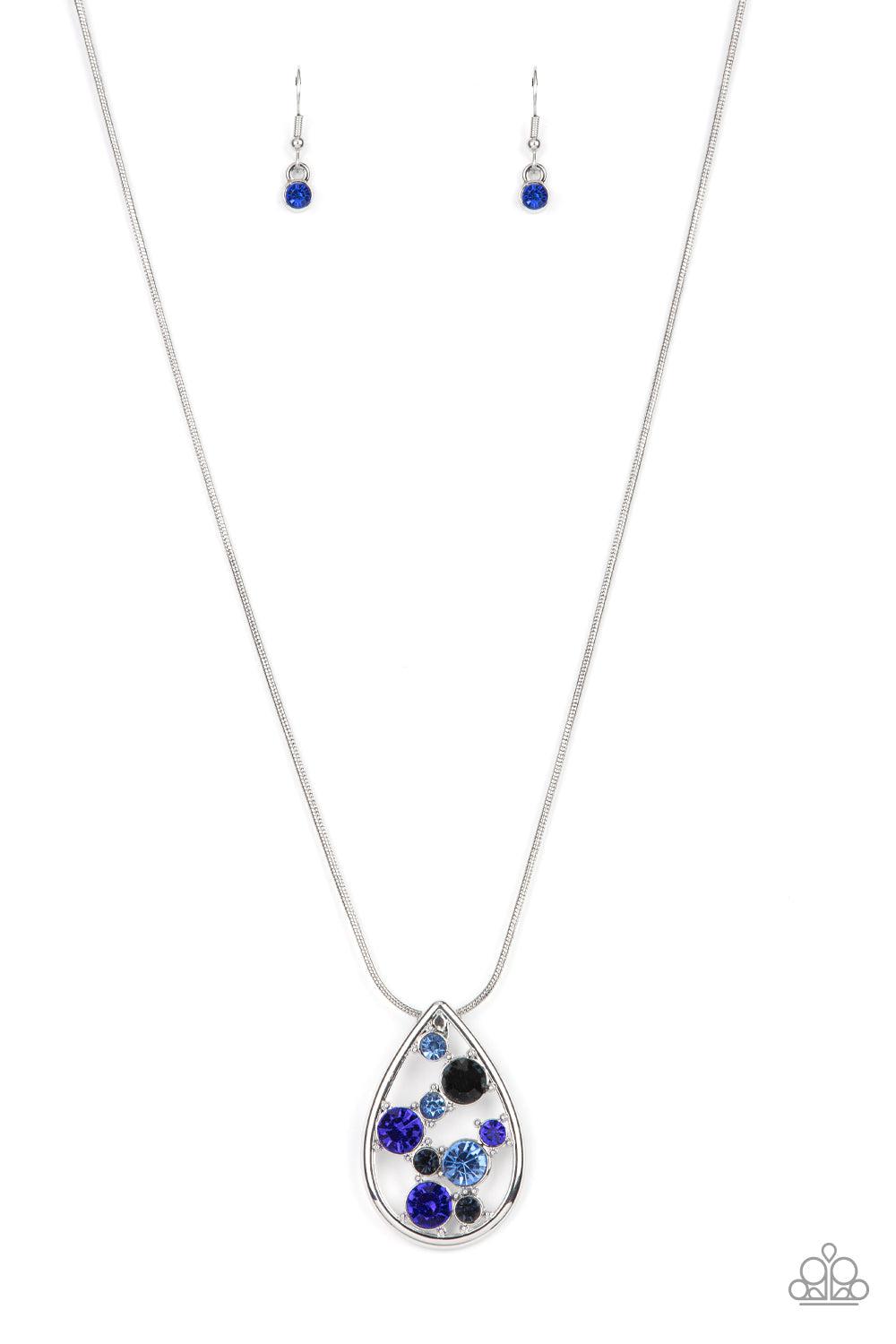 Seasonal Sophistication Blue Rhinestone Necklace - Paparazzi Accessories- lightbox - CarasShop.com - $5 Jewelry by Cara Jewels