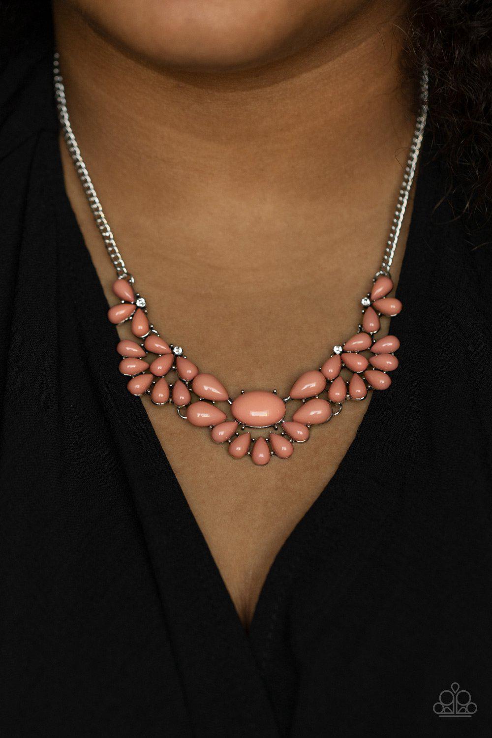 Secret GARDENISTA Pink Necklace - Paparazzi Accessories 2021 Convention Exclusive- model - CarasShop.com - $5 Jewelry by Cara Jewels