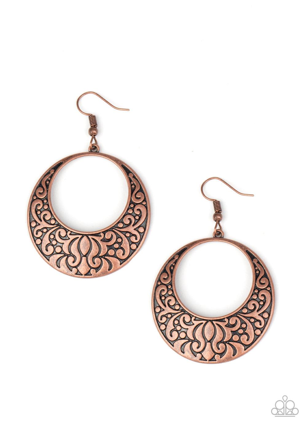 Secret Groves Copper Earrings - Paparazzi Accessories- lightbox - CarasShop.com - $5 Jewelry by Cara Jewels