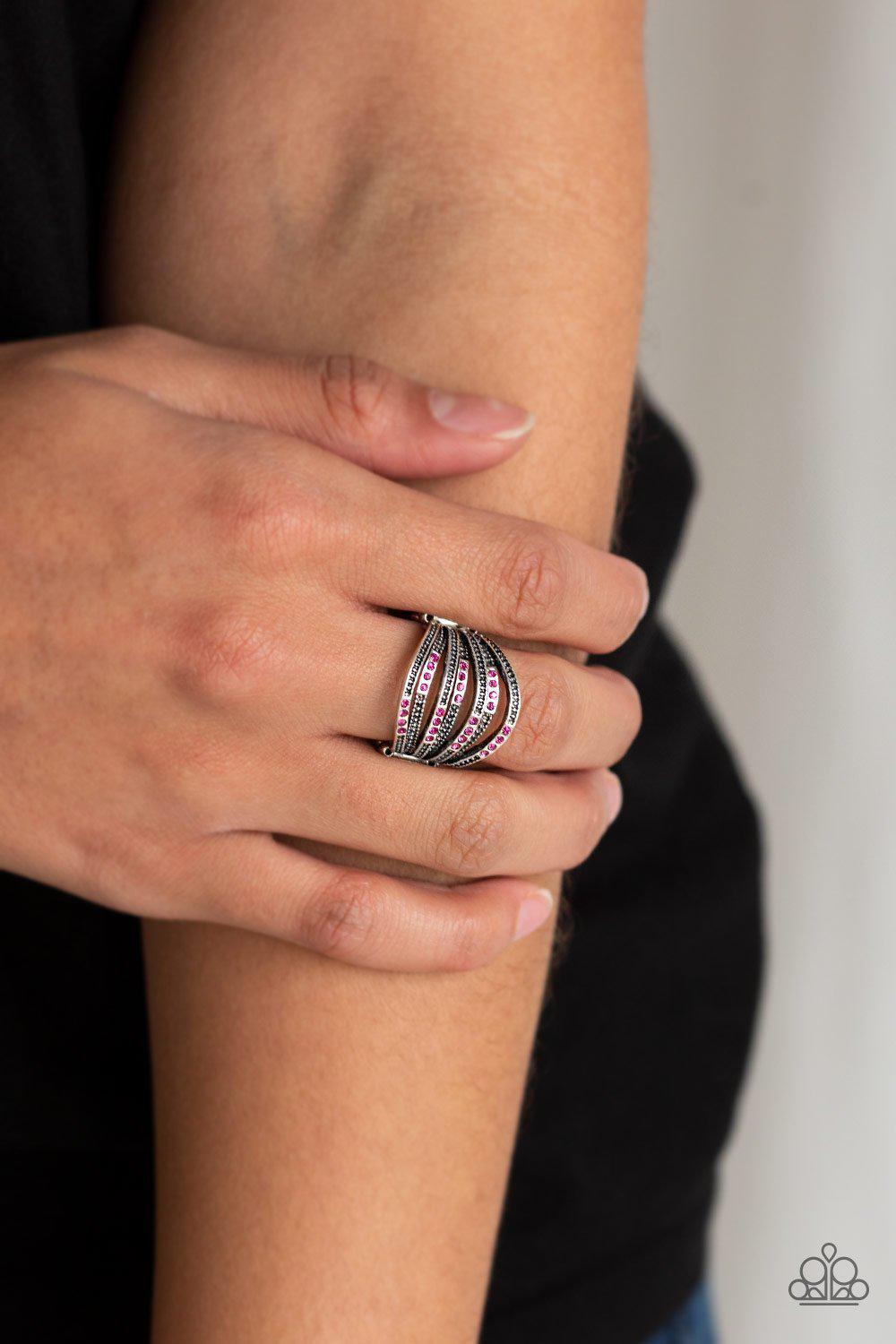 Ring Around the Rhinestones - pink - Paparazzi earrings