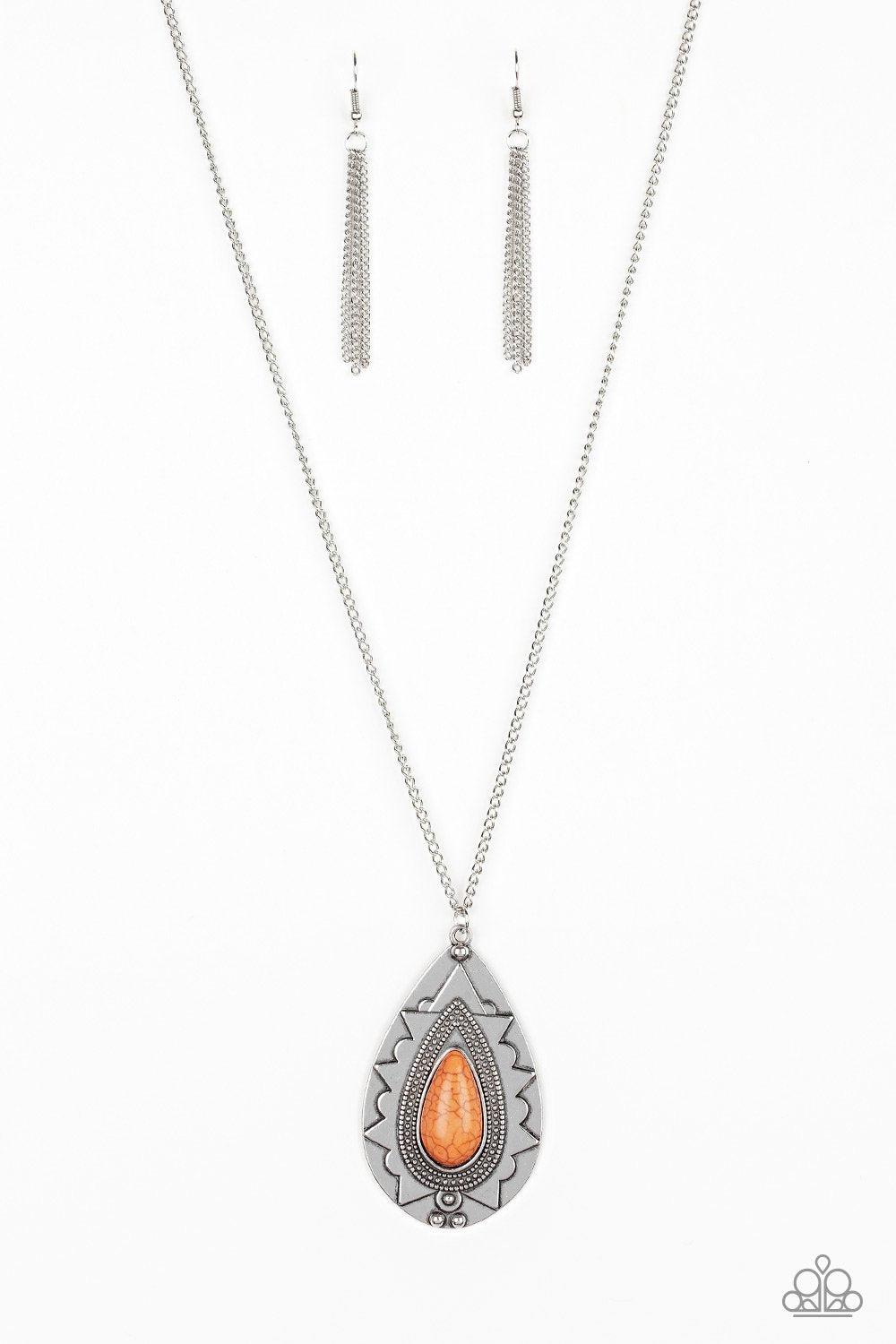 Sedona Solstice Orange Stone and Silver Necklace - Paparazzi Accessories- lightbox - CarasShop.com - $5 Jewelry by Cara Jewels