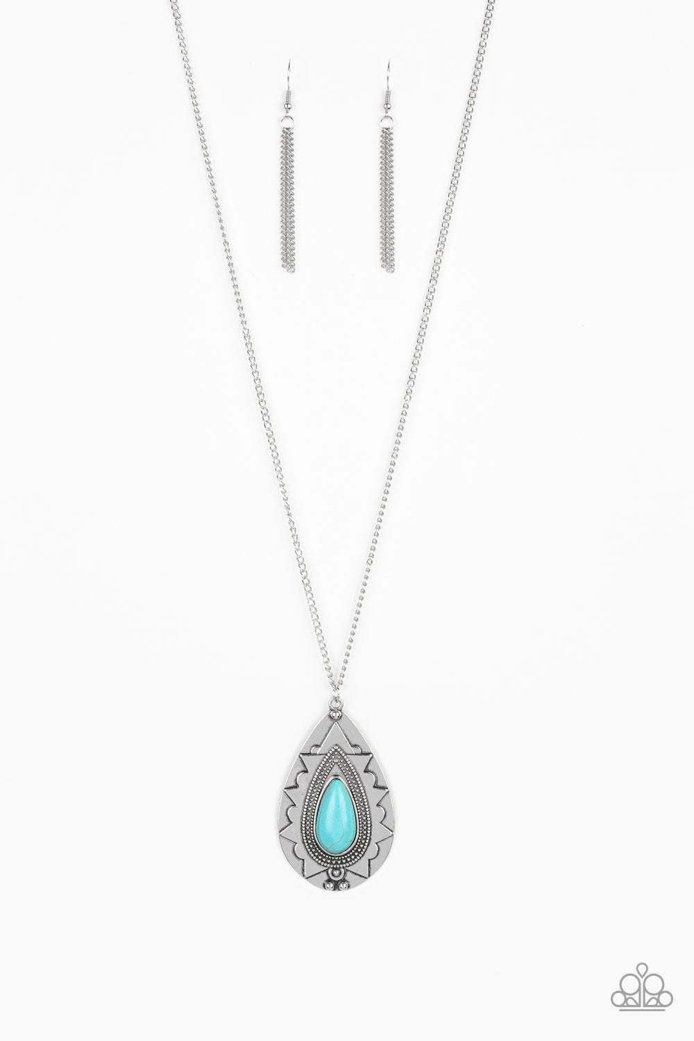Sedona Solstice Turquoise Blue Teardrop Necklace - Paparazzi Accessories- lightbox - CarasShop.com - $5 Jewelry by Cara Jewels