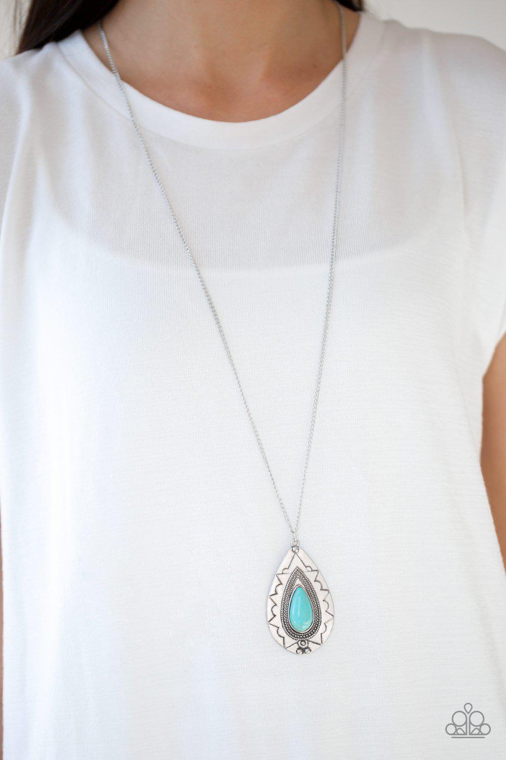 Sedona Solstice Turquoise Blue Teardrop Necklace - Paparazzi Accessories- lightbox - CarasShop.com - $5 Jewelry by Cara Jewels