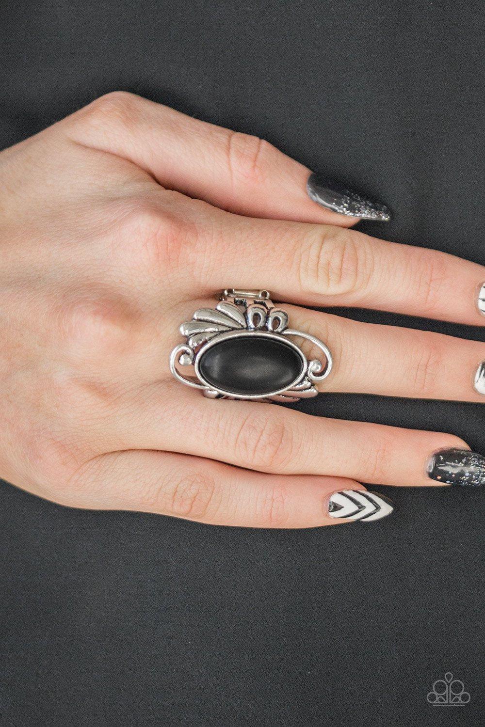 Sedona Sunset Black Stone Ring - Paparazzi Accessories- model - CarasShop.com - $5 Jewelry by Cara Jewels