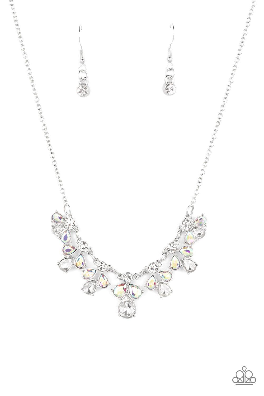 See in a New STARLIGHT White Iridescent Rhinestone Necklace - Paparazzi Accessories- lightbox - CarasShop.com - $5 Jewelry by Cara Jewels