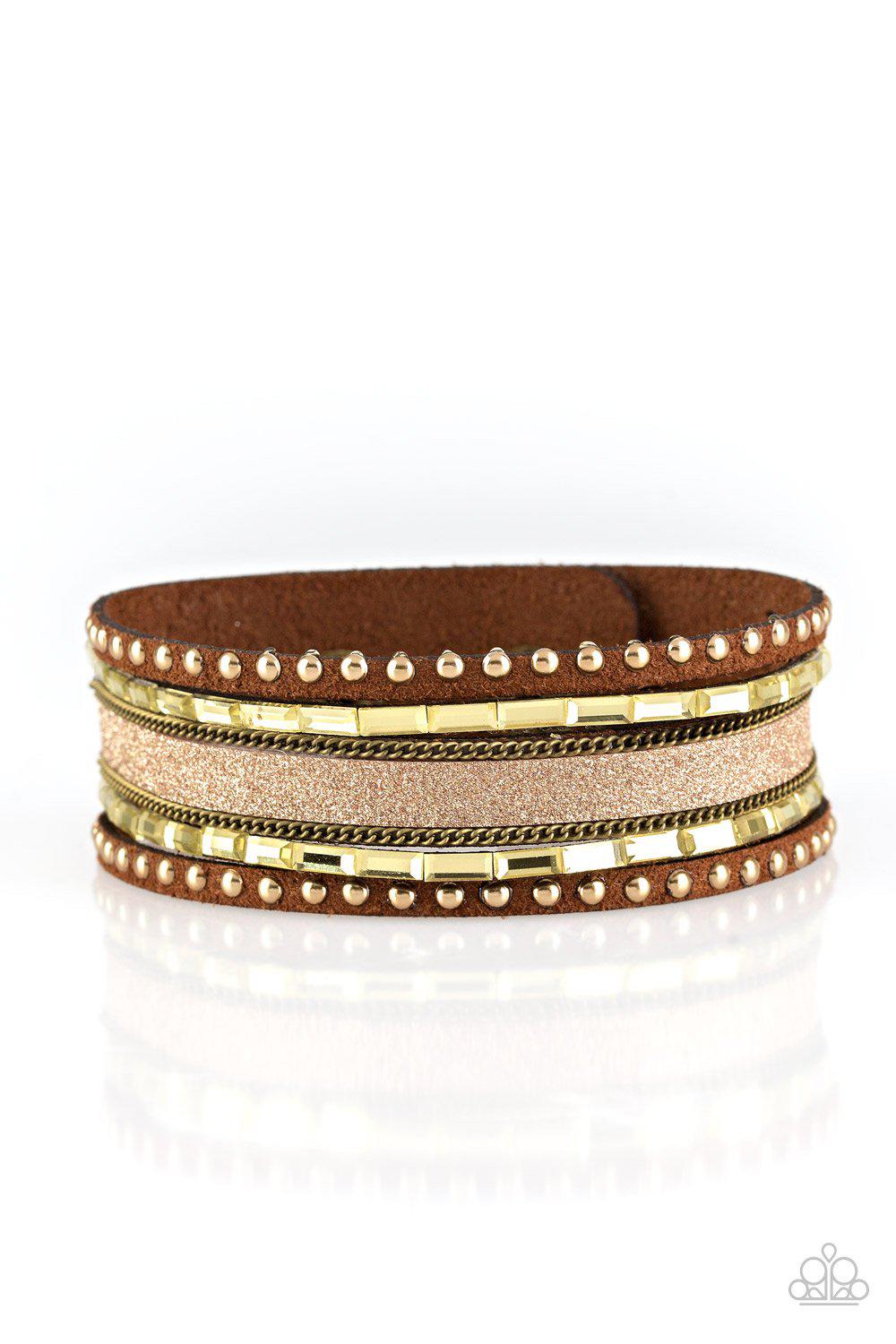 Seize The Sass Brass Urban Wrap Snap Bracelet - Paparazzi Accessories-CarasShop.com - $5 Jewelry by Cara Jewels