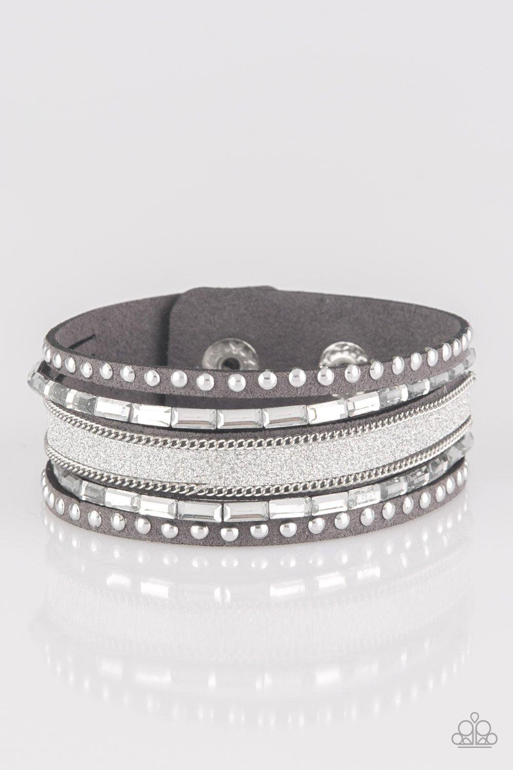Seize The Sass Silver Urban Wrap Snap Bracelet- Paparazzi Accessories-CarasShop.com - $5 Jewelry by Cara Jewels