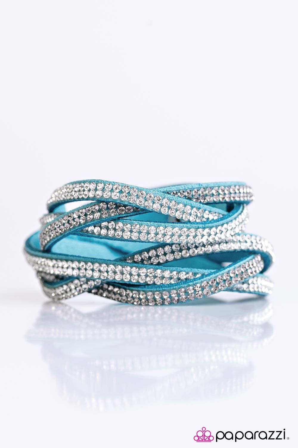 Send In The Sparkle Blue and White Braided Double-wrap Snap Bracelet - Paparazzi Accessories-CarasShop.com - $5 Jewelry by Cara Jewels