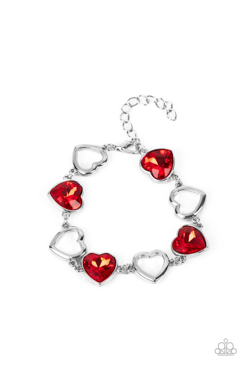 Sentimental Sweethearts Red Heart Bracelet - Paparazzi Accessories- lightbox - CarasShop.com - $5 Jewelry by Cara Jewels