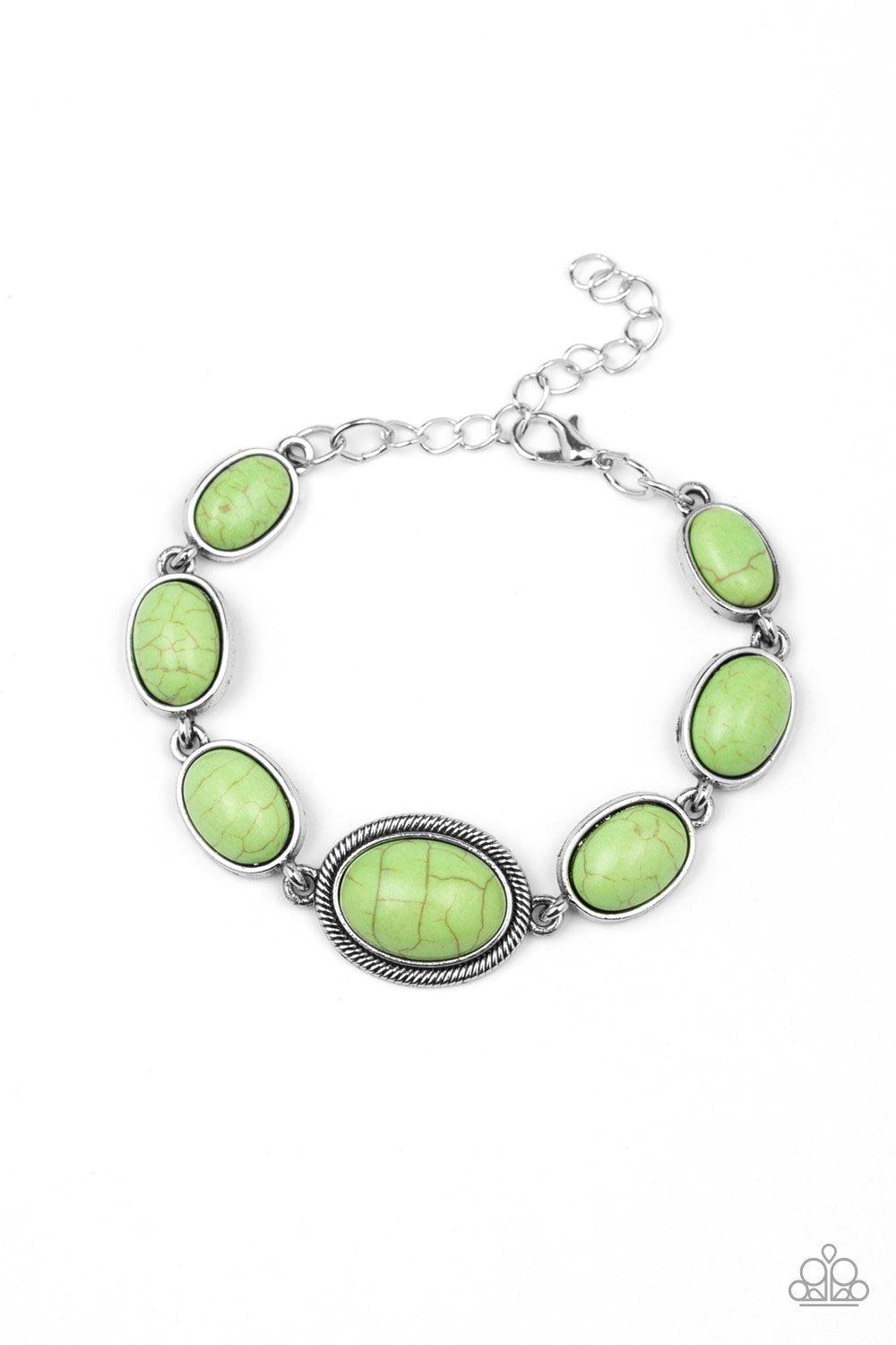 Serene Stonework Green Stone Bracelet - Paparazzi Accessories-CarasShop.com - $5 Jewelry by Cara Jewels