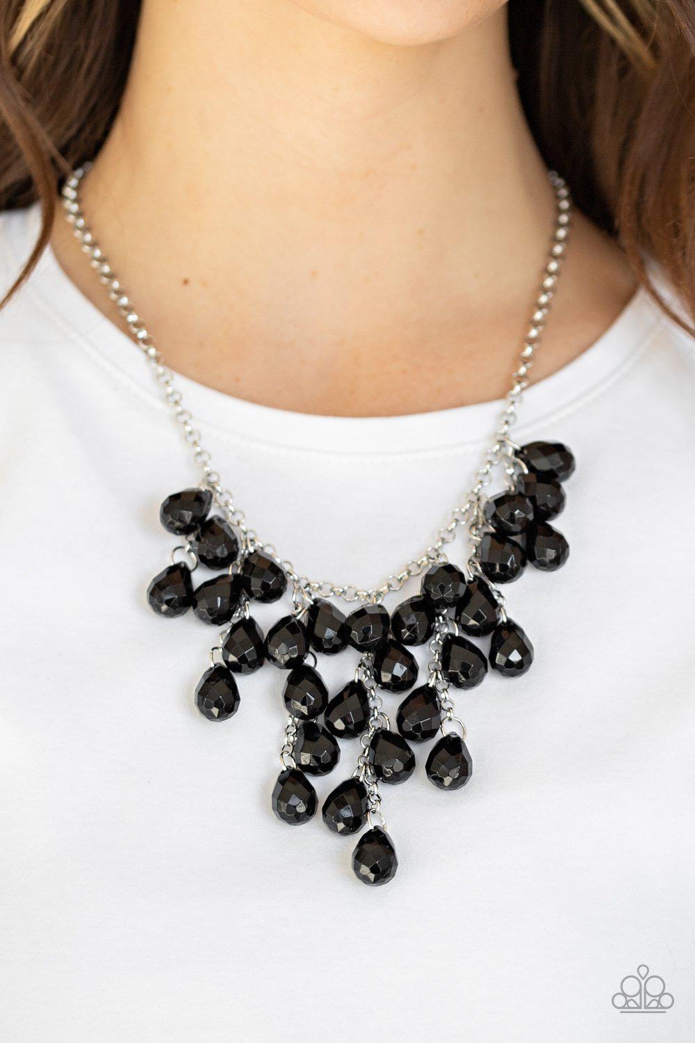 Serenely Scattered Black Necklace - Paparazzi Accessories-CarasShop.com - $5 Jewelry by Cara Jewels