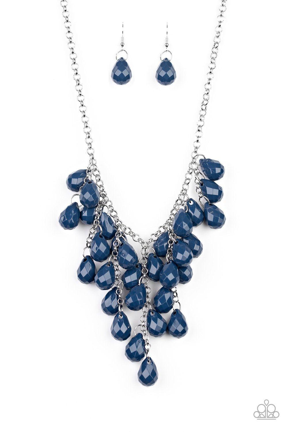 Serenely Scattered Blue Necklace - Paparazzi Accessories-CarasShop.com - $5 Jewelry by Cara Jewels