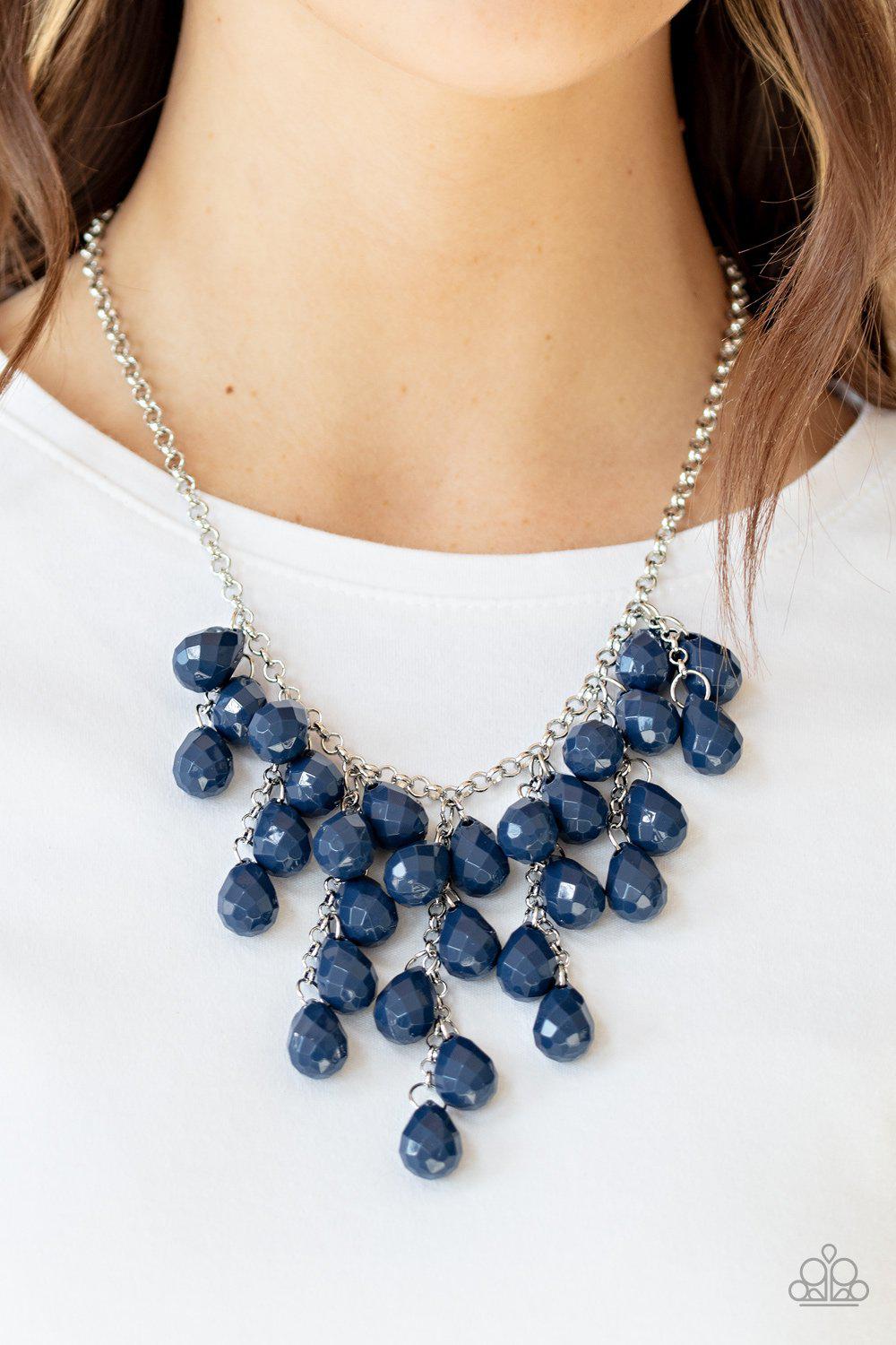 Serenely Scattered Blue Necklace - Paparazzi Accessories-CarasShop.com - $5 Jewelry by Cara Jewels