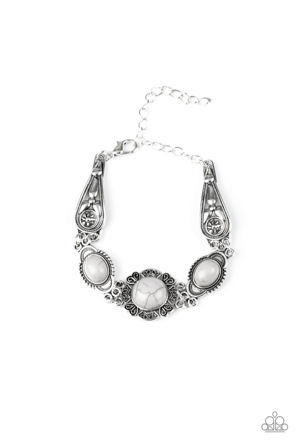 Serenely Southern Silver Stone Bracelet - Paparazzi Accessories-CarasShop.com - $5 Jewelry by Cara Jewels