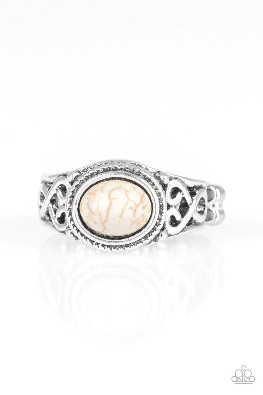 Set In Stone White Ring - Paparazzi Accessories- lightbox - CarasShop.com - $5 Jewelry by Cara Jewels