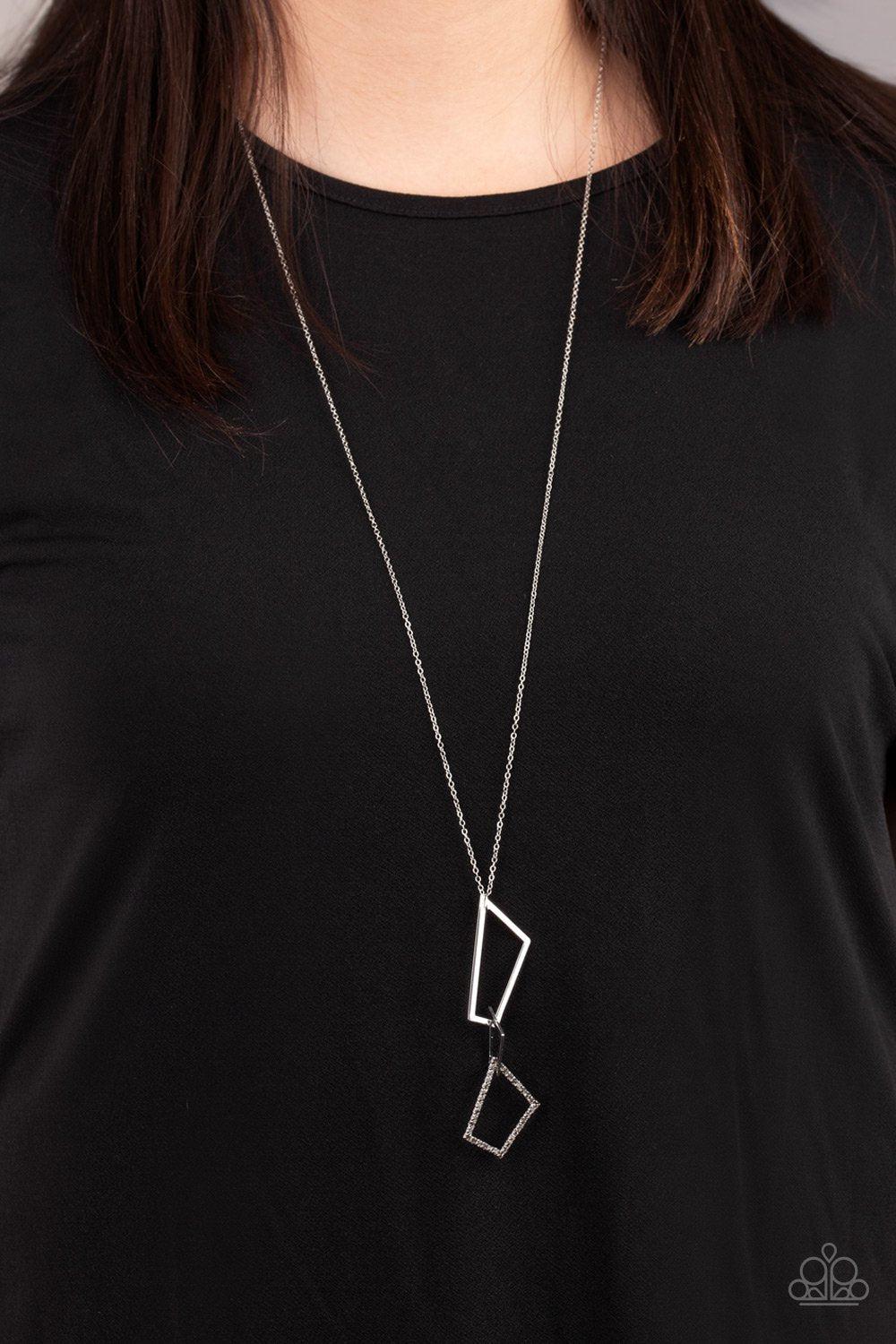 Shapely Silhouettes Silver Necklace - Paparazzi Accessories - lightbox -CarasShop.com - $5 Jewelry by Cara Jewels